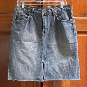Onion Faded Black Denim/Jean skirt with front slit - raw hem - size 10 (no tag)